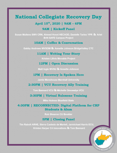 collegiate recovery day event list